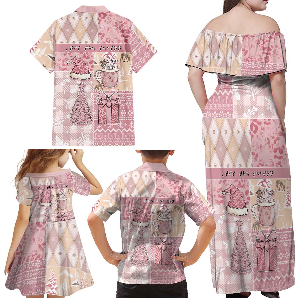 Braille Christmas Family Matching Off Shoulder Maxi Dress and Hawaiian Shirt Tis The Season Patchwork Style - Wonder Print Shop