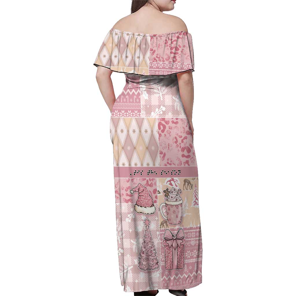 Braille Christmas Family Matching Off Shoulder Maxi Dress and Hawaiian Shirt Tis The Season Patchwork Style - Wonder Print Shop
