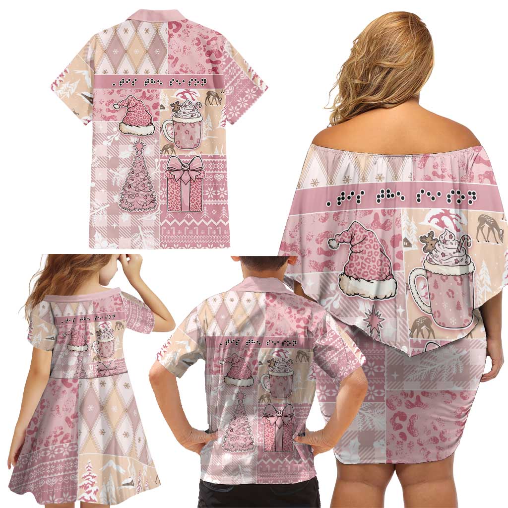 Braille Christmas Family Matching Off Shoulder Short Dress and Hawaiian Shirt Tis The Season Patchwork Style - Wonder Print Shop