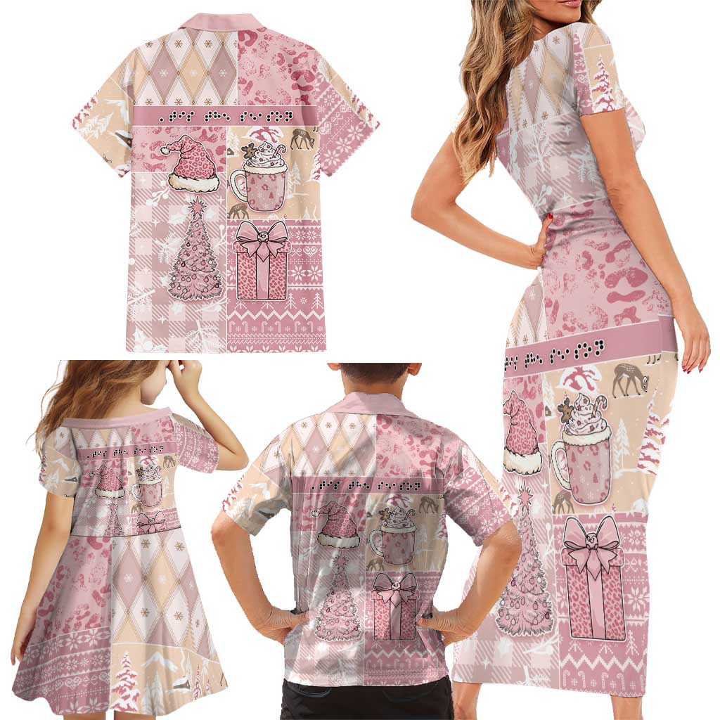 Braille Christmas Family Matching Short Sleeve Bodycon Dress and Hawaiian Shirt Tis The Season Patchwork Style - Wonder Print Shop