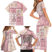 Braille Christmas Family Matching Short Sleeve Bodycon Dress and Hawaiian Shirt Tis The Season Patchwork Style - Wonder Print Shop