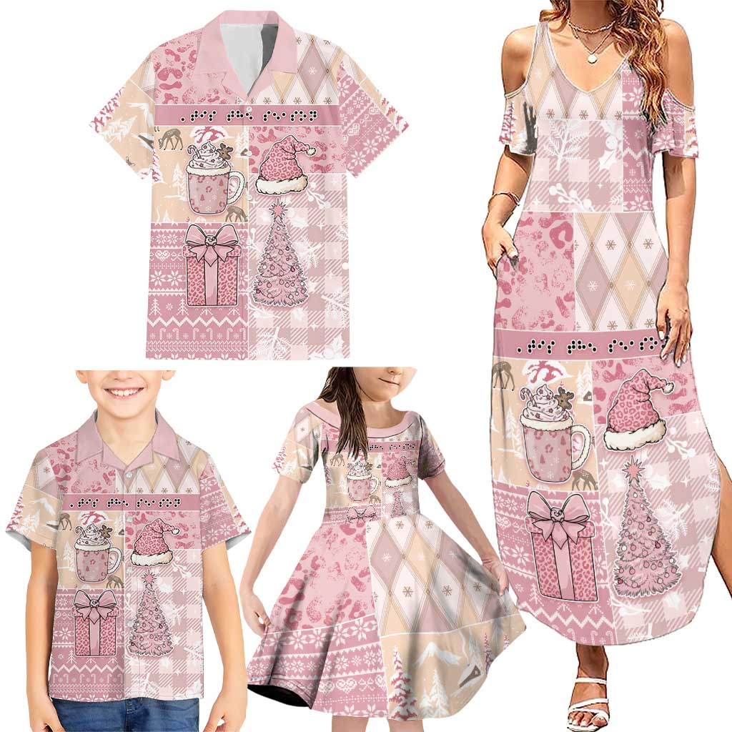 Braille Christmas Family Matching Summer Maxi Dress and Hawaiian Shirt Tis The Season Patchwork Style - Wonder Print Shop