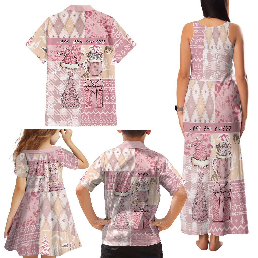 Braille Christmas Family Matching Tank Maxi Dress and Hawaiian Shirt Tis The Season Patchwork Style - Wonder Print Shop