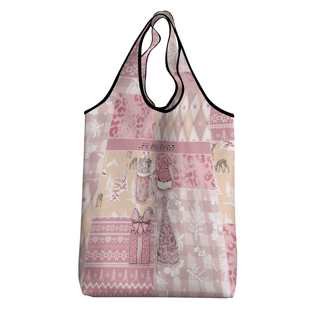 Braille Christmas Grocery Bag Tis The Season Patchwork Style - Wonder Print Shop