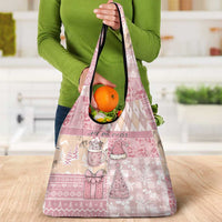 Braille Christmas Grocery Bag Tis The Season Patchwork Style - Wonder Print Shop