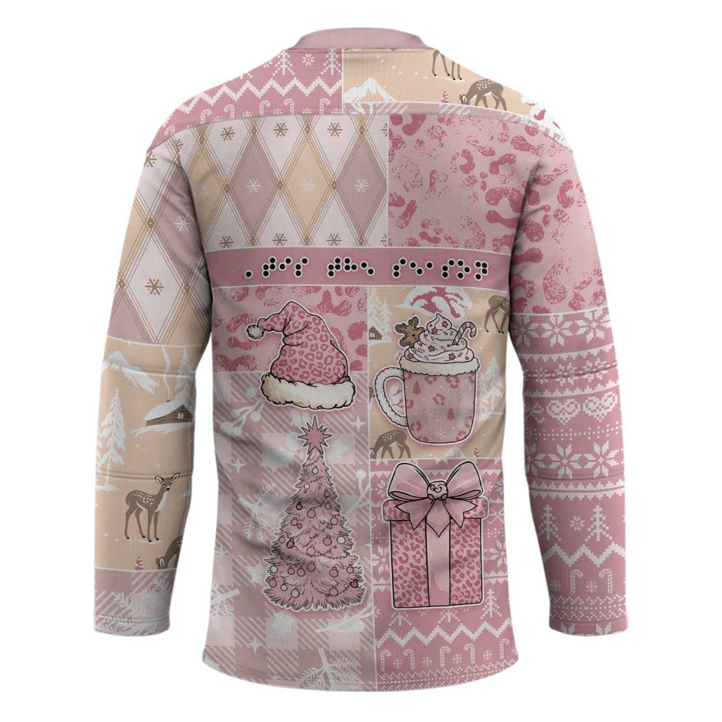 Braille Christmas Hockey Jersey Tis The Season Patchwork Style - Wonder Print Shop
