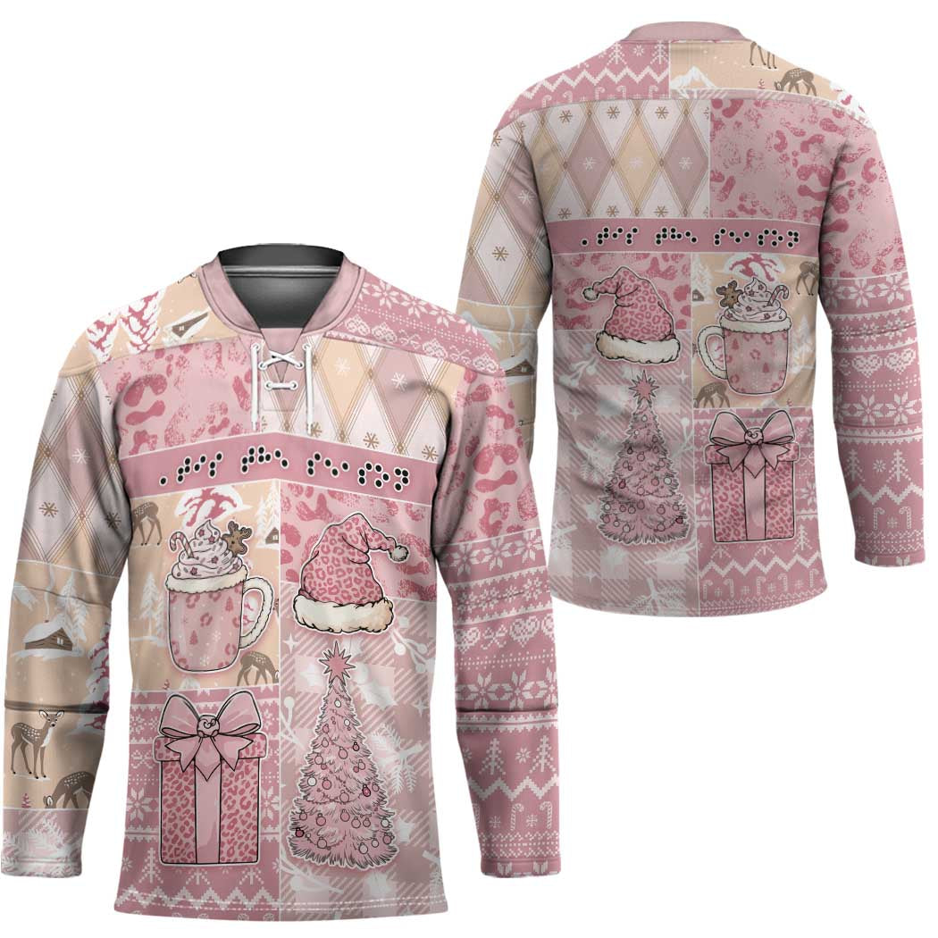 Braille Christmas Hockey Jersey Tis The Season Patchwork Style - Wonder Print Shop