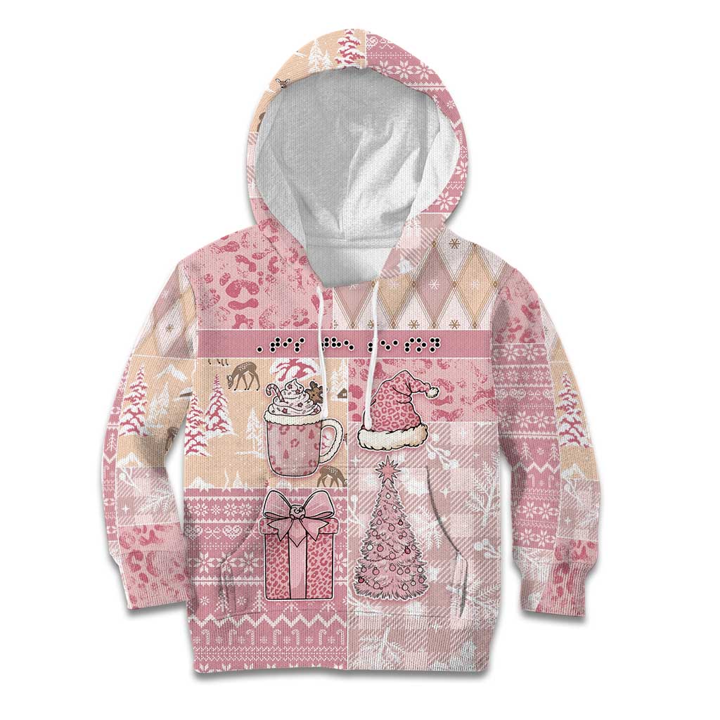Braille Christmas Kid Hoodie Tis The Season Patchwork Style - Wonder Print Shop
