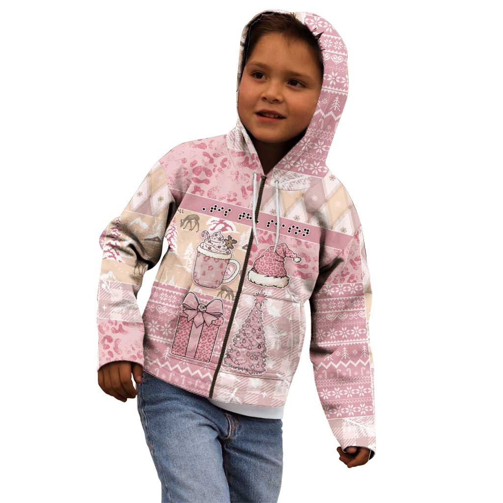 Braille Christmas Kid Hoodie Tis The Season Patchwork Style - Wonder Print Shop