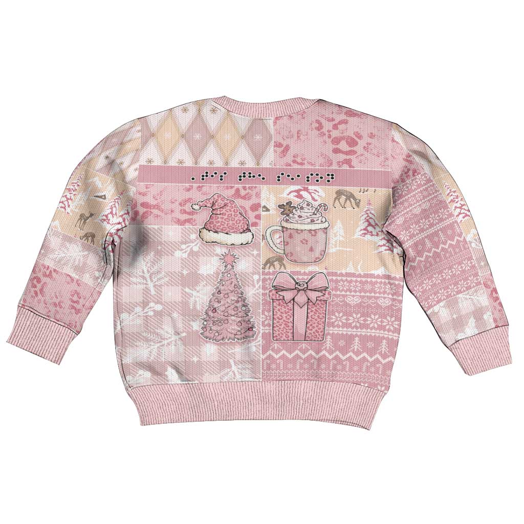 Braille Christmas Kid Ugly Christmas Sweater Tis The Season Patchwork Style - Wonder Print Shop