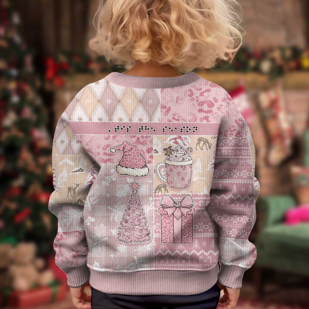 Braille Christmas Kid Ugly Christmas Sweater Tis The Season Patchwork Style - Wonder Print Shop