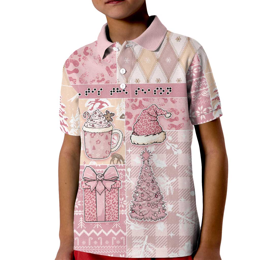 Braille Christmas Kid Polo Shirt Tis The Season Patchwork Style - Wonder Print Shop