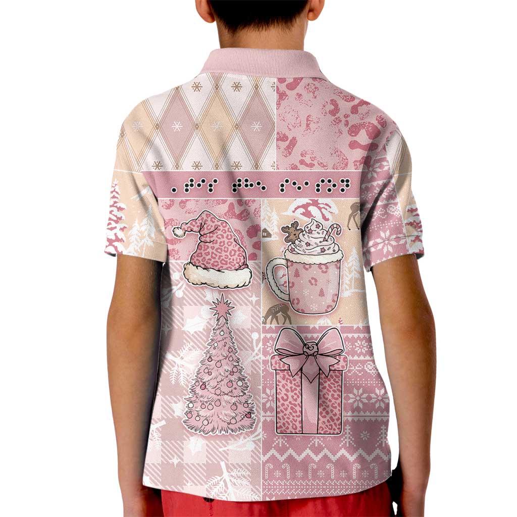 Braille Christmas Kid Polo Shirt Tis The Season Patchwork Style - Wonder Print Shop