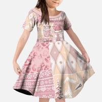 Braille Christmas Kid Short Sleeve Dress Tis The Season Patchwork Style - Wonder Print Shop