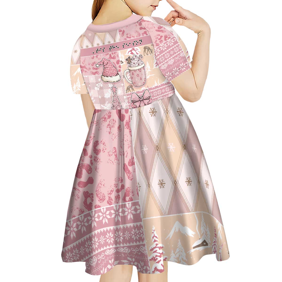 Braille Christmas Kid Short Sleeve Dress Tis The Season Patchwork Style - Wonder Print Shop