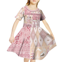 Braille Christmas Kid Short Sleeve Dress Tis The Season Patchwork Style - Wonder Print Shop