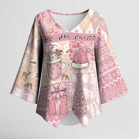 Braille Christmas Kimono Sleeve Blouse Tis The Season Patchwork Style - Wonder Print Shop