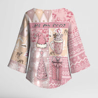 Braille Christmas Kimono Sleeve Blouse Tis The Season Patchwork Style - Wonder Print Shop
