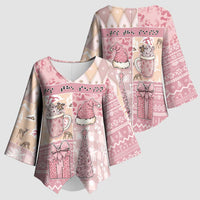 Braille Christmas Kimono Sleeve Blouse Tis The Season Patchwork Style - Wonder Print Shop