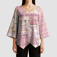 Braille Christmas Kimono Sleeve Blouse Tis The Season Patchwork Style - Wonder Print Shop
