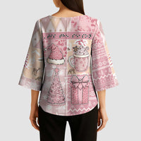 Braille Christmas Kimono Sleeve Blouse Tis The Season Patchwork Style - Wonder Print Shop