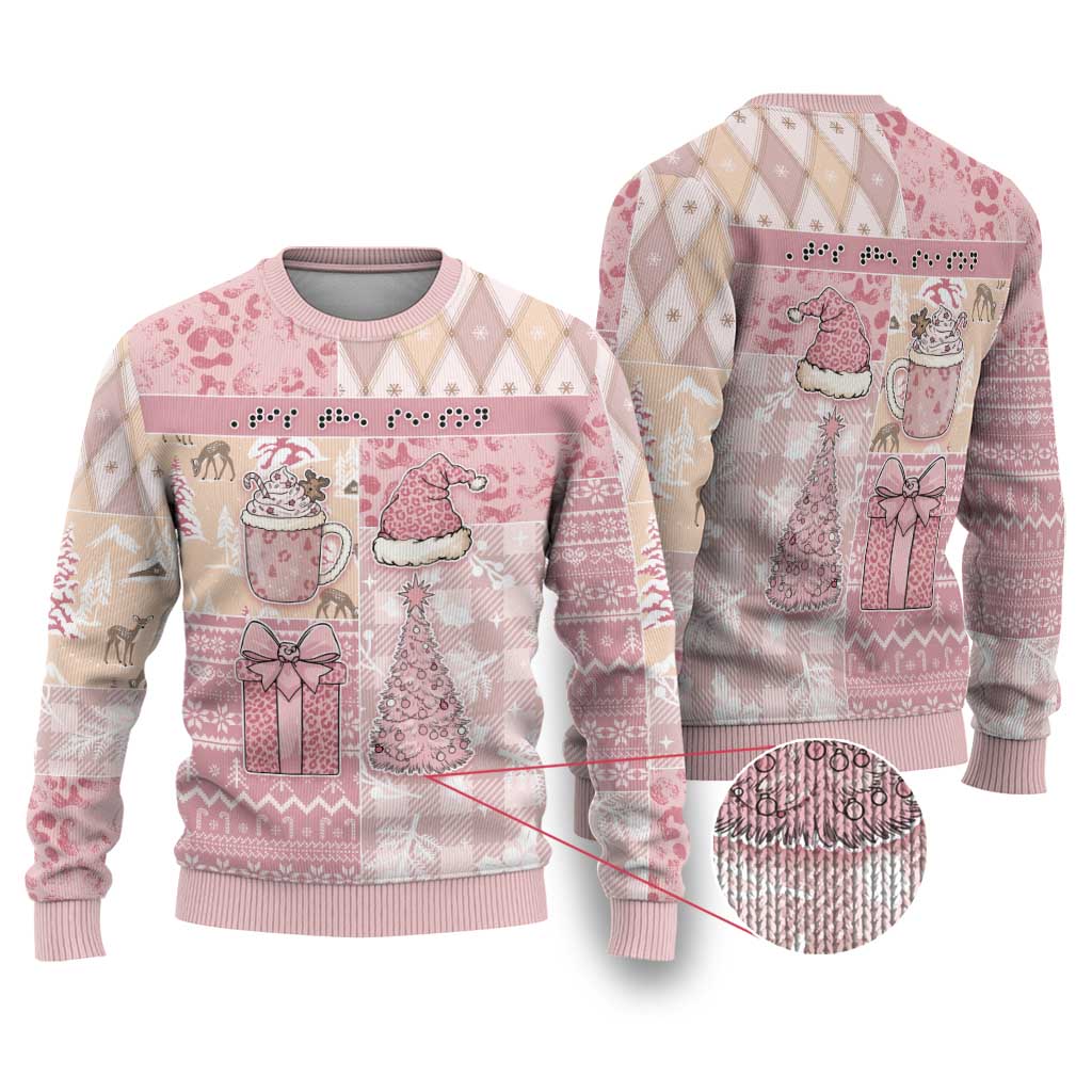 Braille Christmas Ugly Christmas Sweater Tis The Season Patchwork Style - Wonder Print Shop