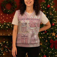 Braille Christmas Knitted V-Neck Vest Tis The Season Patchwork Style - Wonder Print Shop