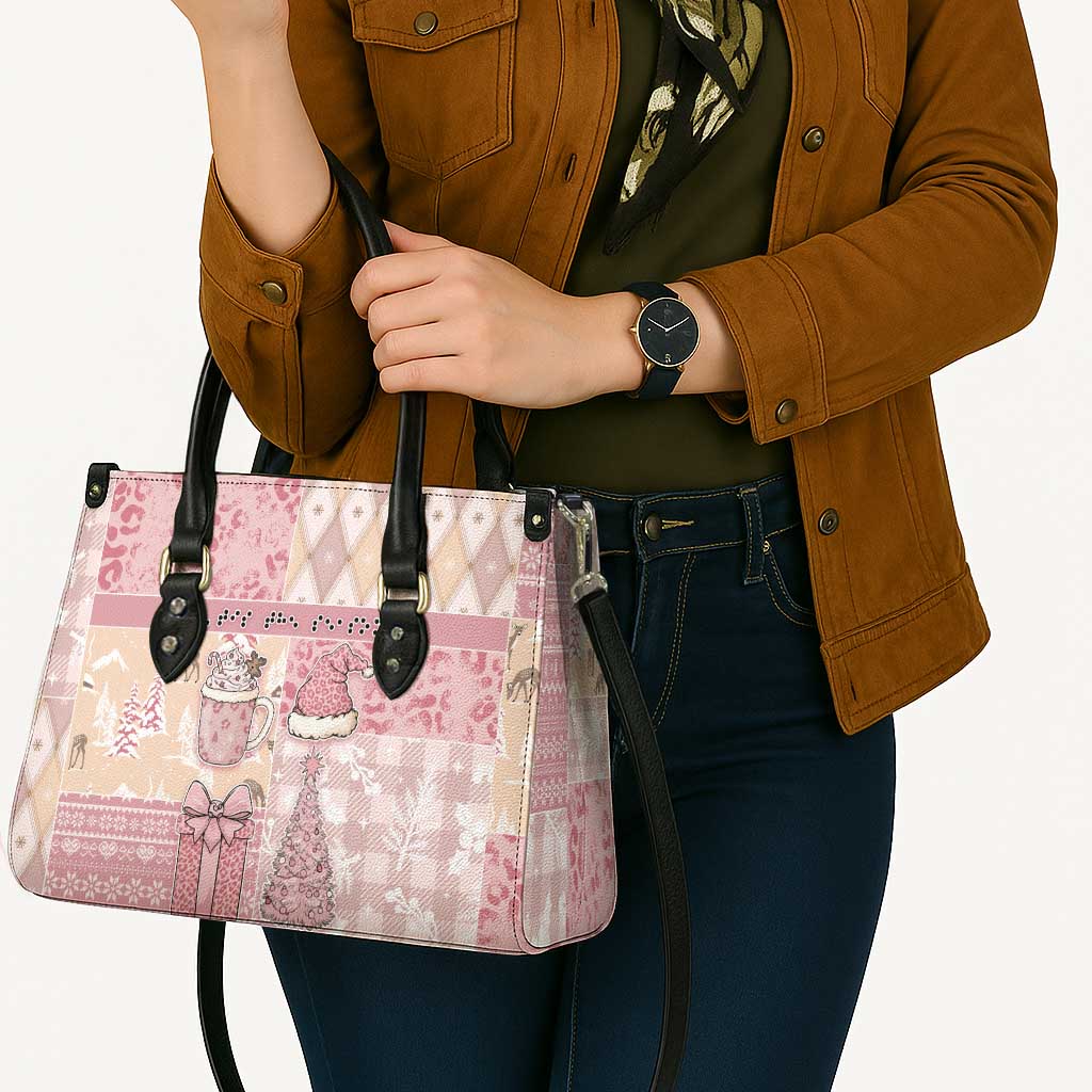 Braille Christmas Leather Bag Tis The Season Patchwork Style - Wonder Print Shop