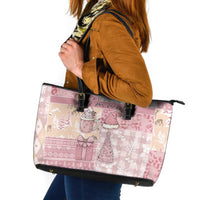 Braille Christmas Leather Tote Bag Tis The Season Patchwork Style - Wonder Print Shop
