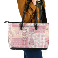 Braille Christmas Leather Tote Bag Tis The Season Patchwork Style - Wonder Print Shop