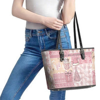 Braille Christmas Leather Tote Bag Tis The Season Patchwork Style - Wonder Print Shop