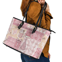 Braille Christmas Leather Tote Bag Tis The Season Patchwork Style - Wonder Print Shop