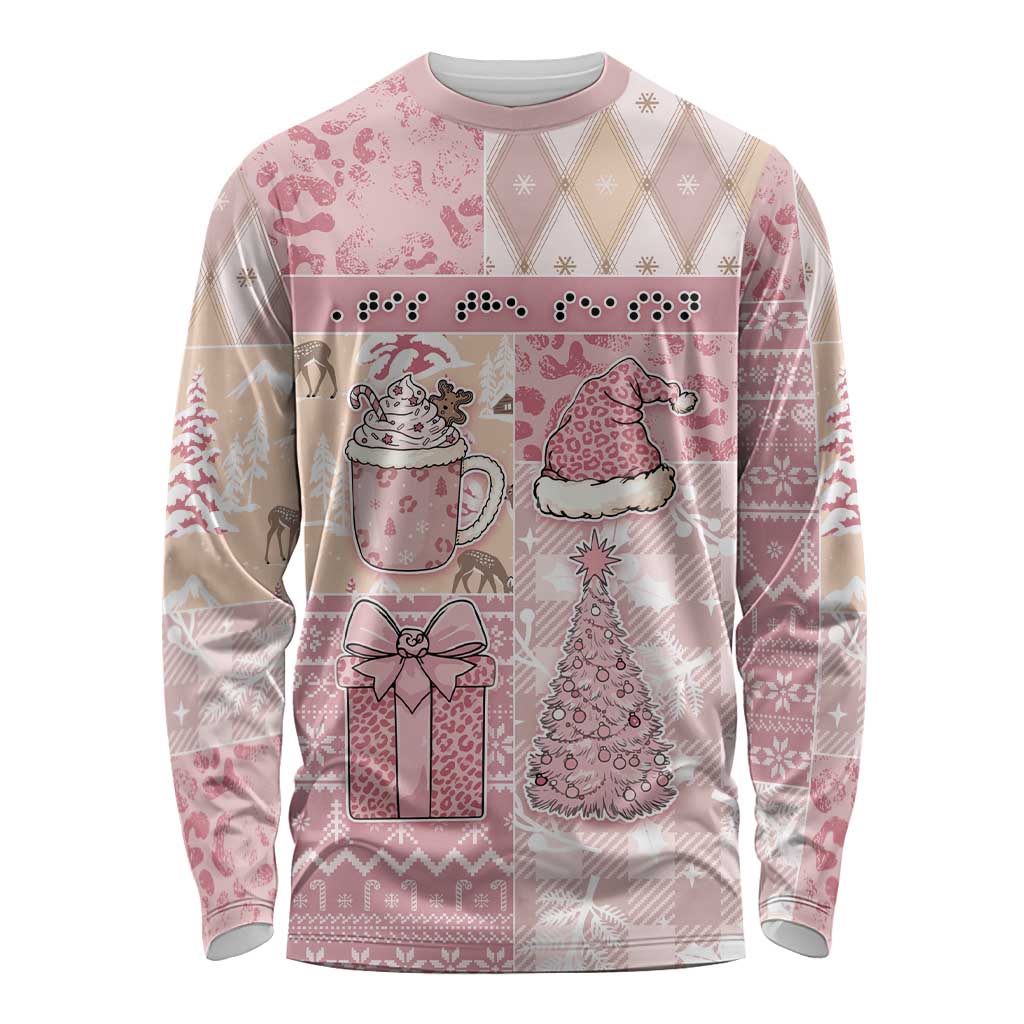 Braille Christmas Long Sleeve Shirt Tis The Season Patchwork Style - Wonder Print Shop