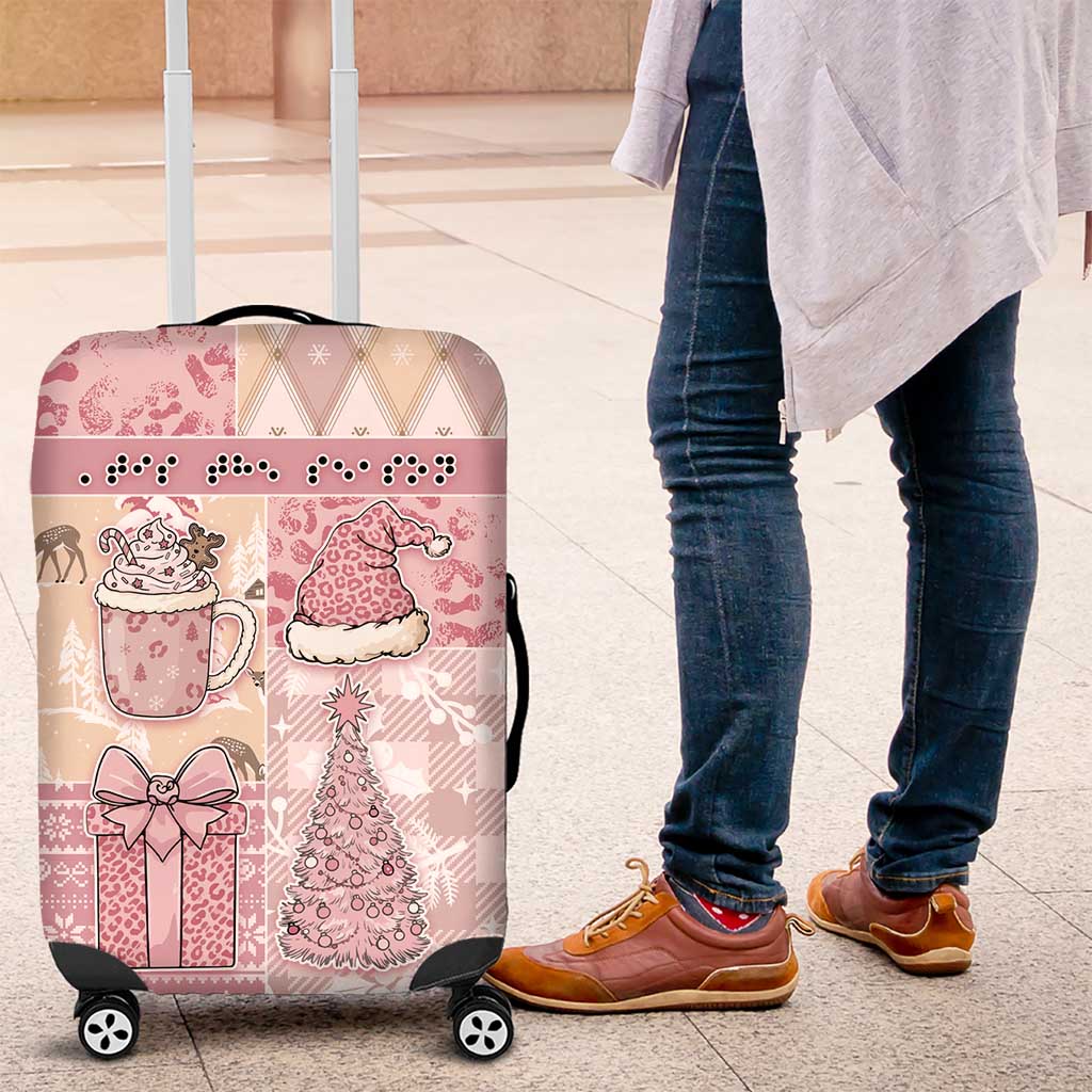 Braille Christmas Luggage Cover Tis The Season Patchwork Style - Wonder Print Shop