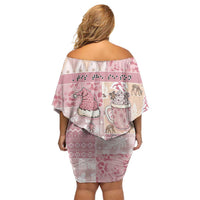 Braille Christmas Off Shoulder Short Dress Tis The Season Patchwork Style - Wonder Print Shop