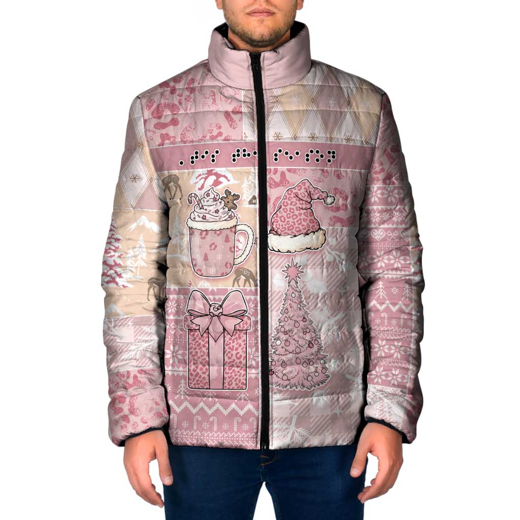 Braille Christmas Padded Jacket Tis The Season Patchwork Style - Wonder Print Shop