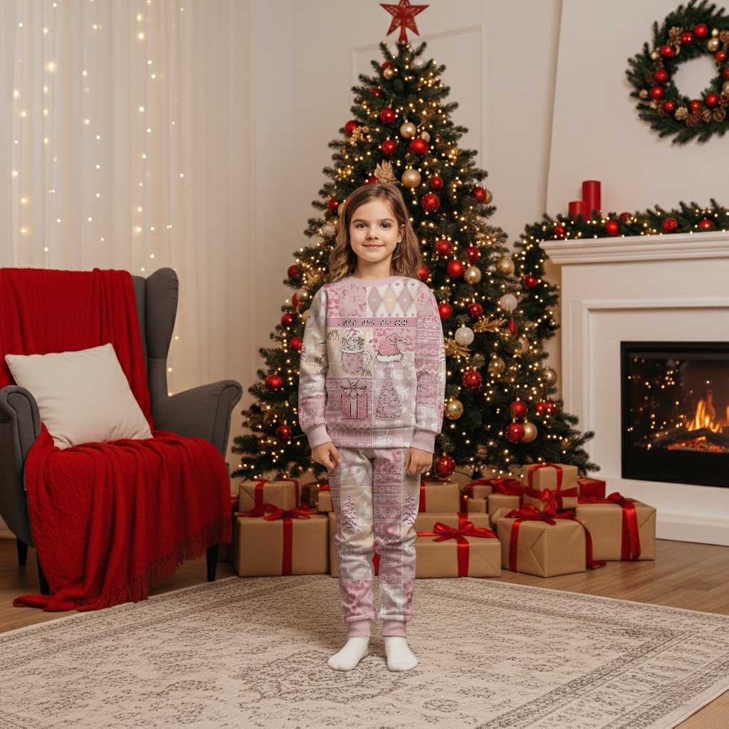 Braille Christmas Pajama Set Tis The Season Patchwork Style - Wonder Print Shop