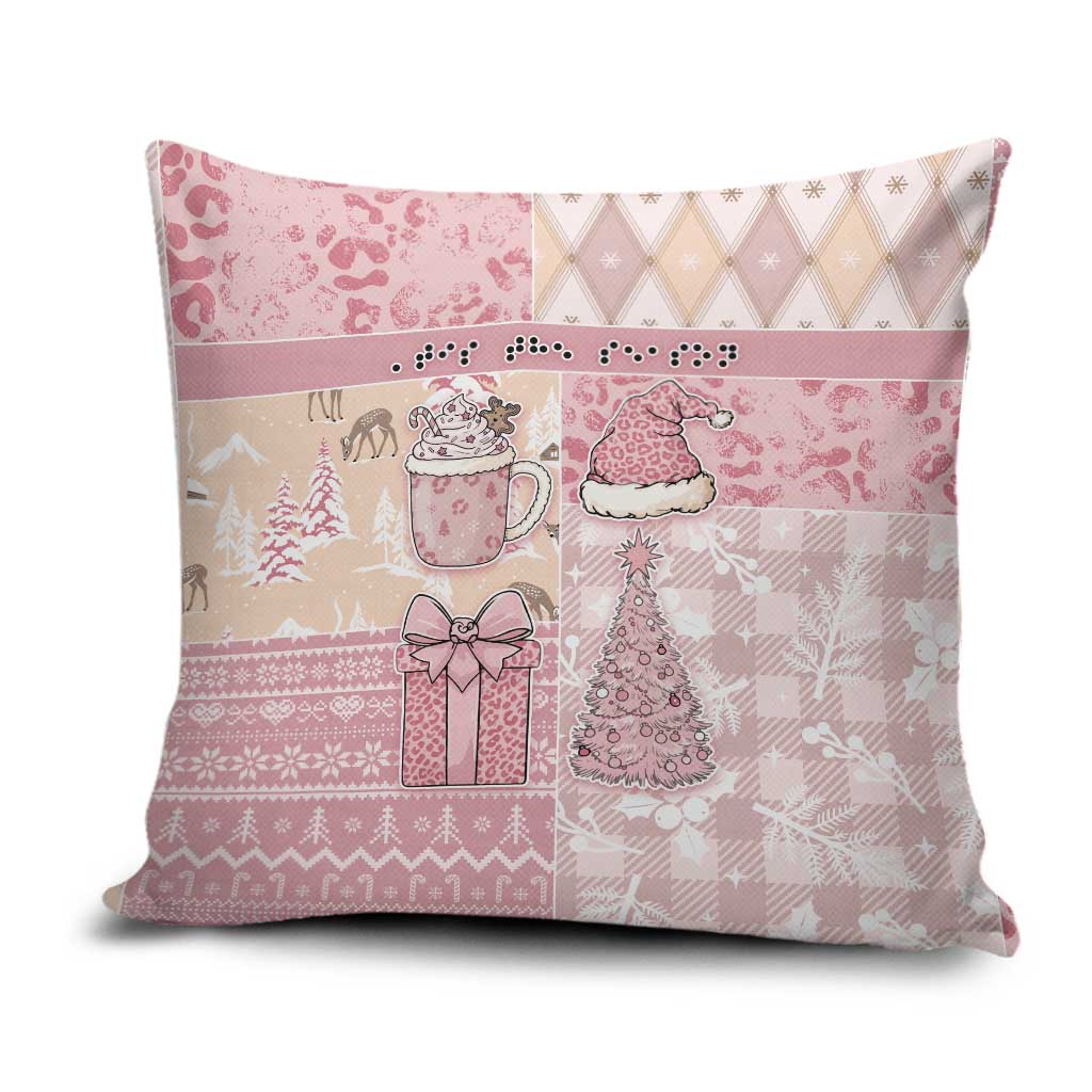 Braille Christmas Pillow Cover Tis The Season Patchwork Style - Wonder Print Shop