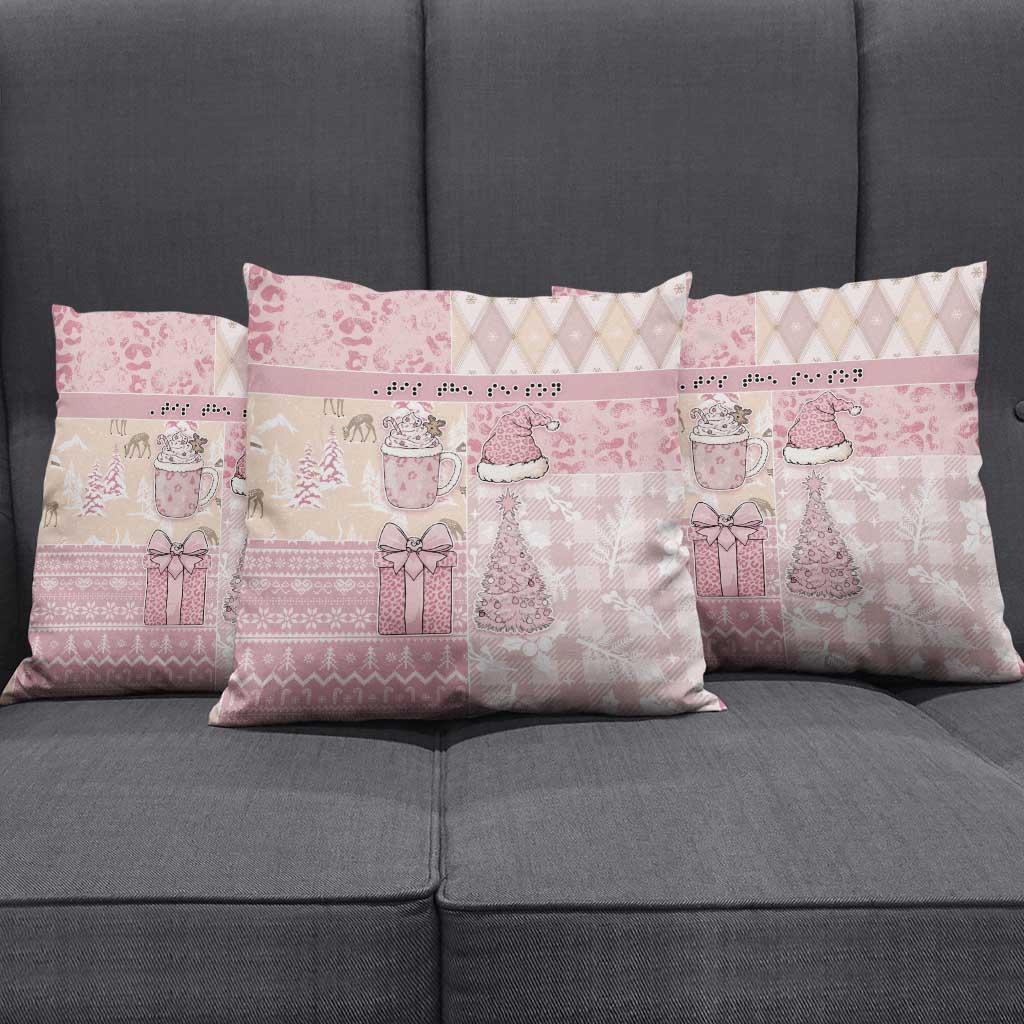 Braille Christmas Pillow Cover Tis The Season Patchwork Style - Wonder Print Shop