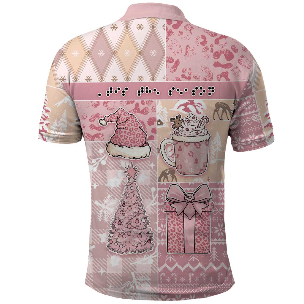 Braille Christmas Polo Shirt Tis The Season Patchwork Style - Wonder Print Shop