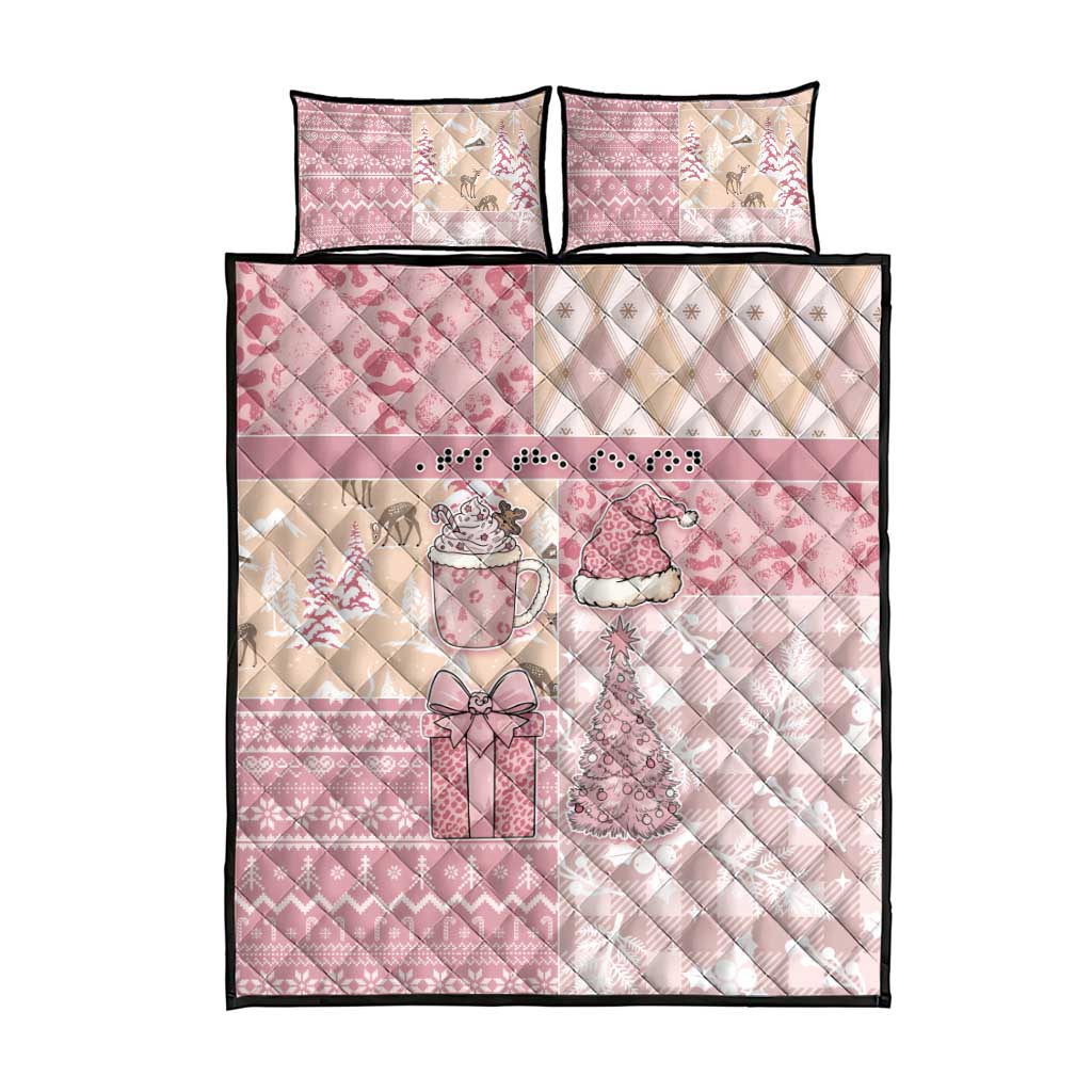 Braille Christmas Quilt Bed Set Tis The Season Patchwork Style - Wonder Print Shop
