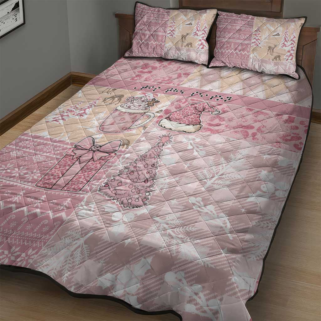 Braille Christmas Quilt Bed Set Tis The Season Patchwork Style - Wonder Print Shop