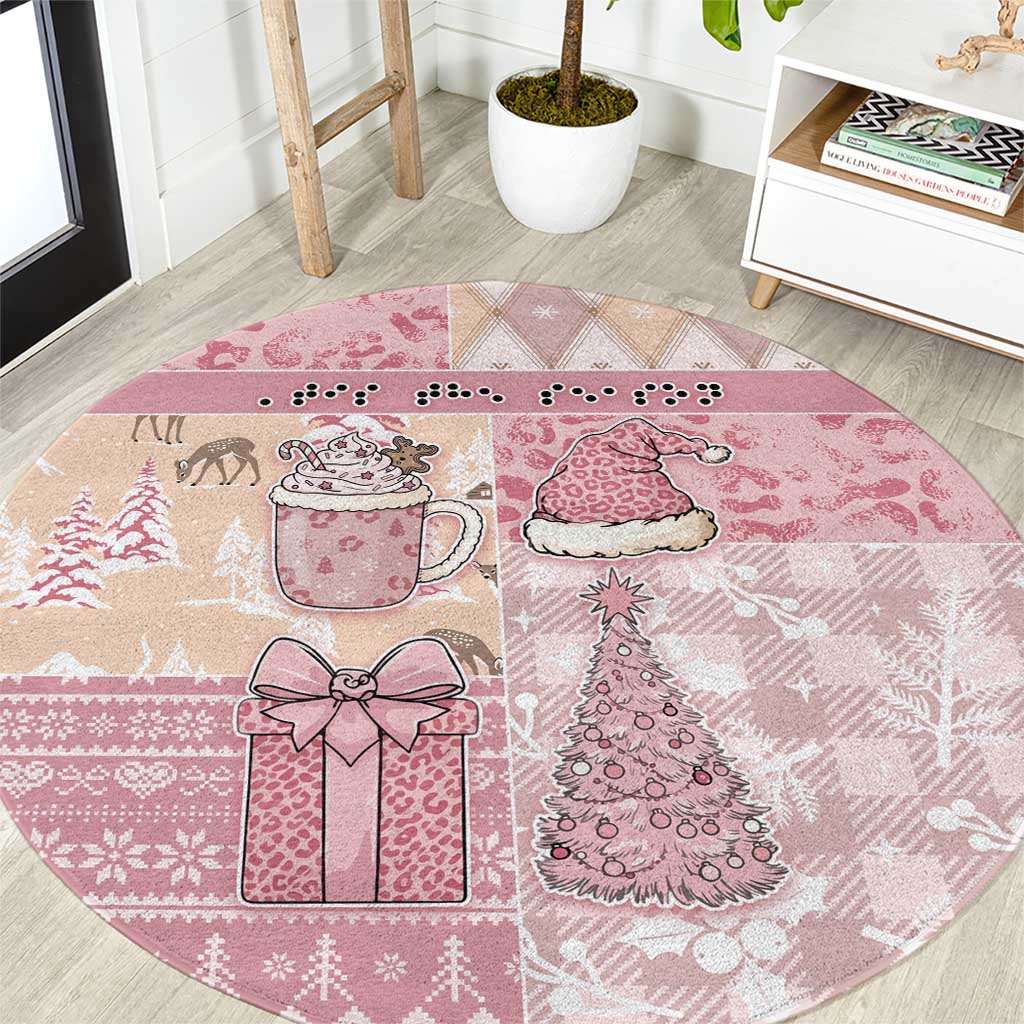 Braille Christmas Round Carpet Tis The Season Patchwork Style - Wonder Print Shop