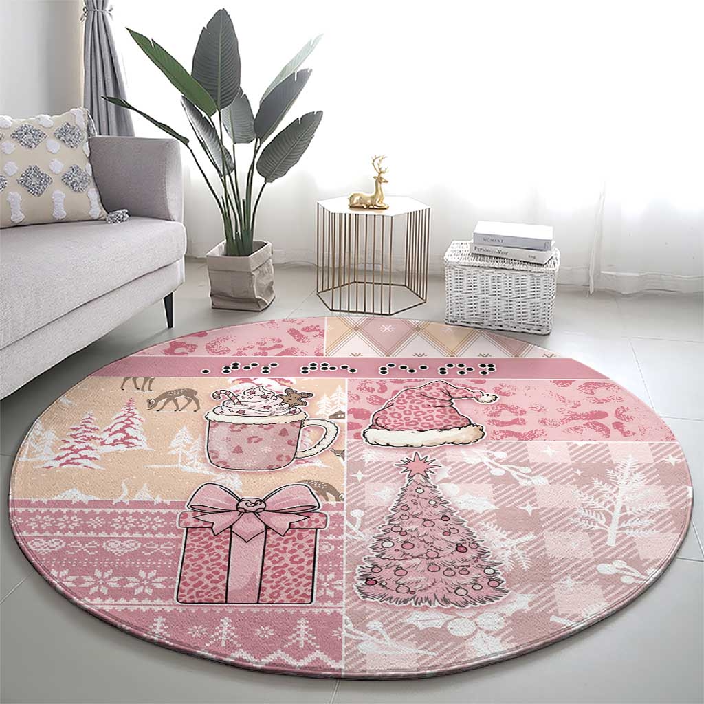Braille Christmas Round Carpet Tis The Season Patchwork Style - Wonder Print Shop