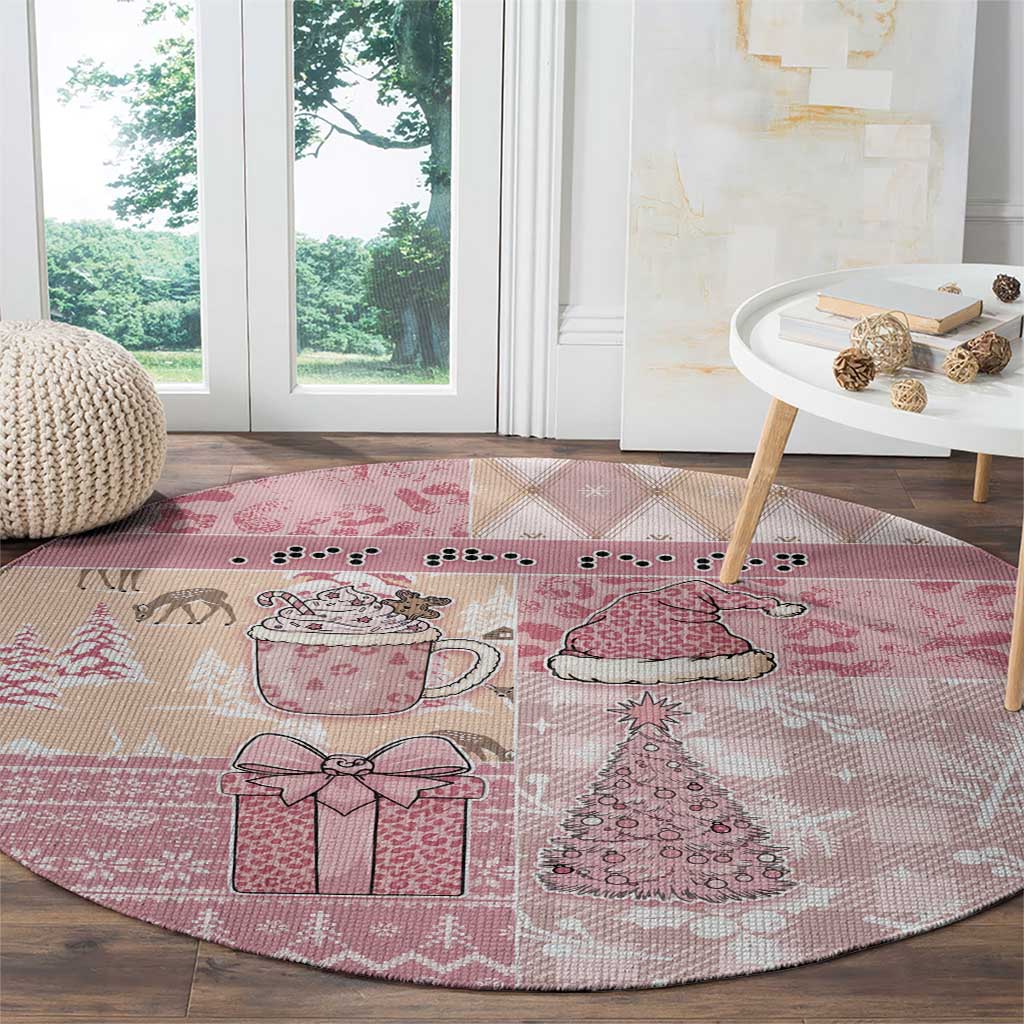 Braille Christmas Round Carpet Tis The Season Patchwork Style - Wonder Print Shop