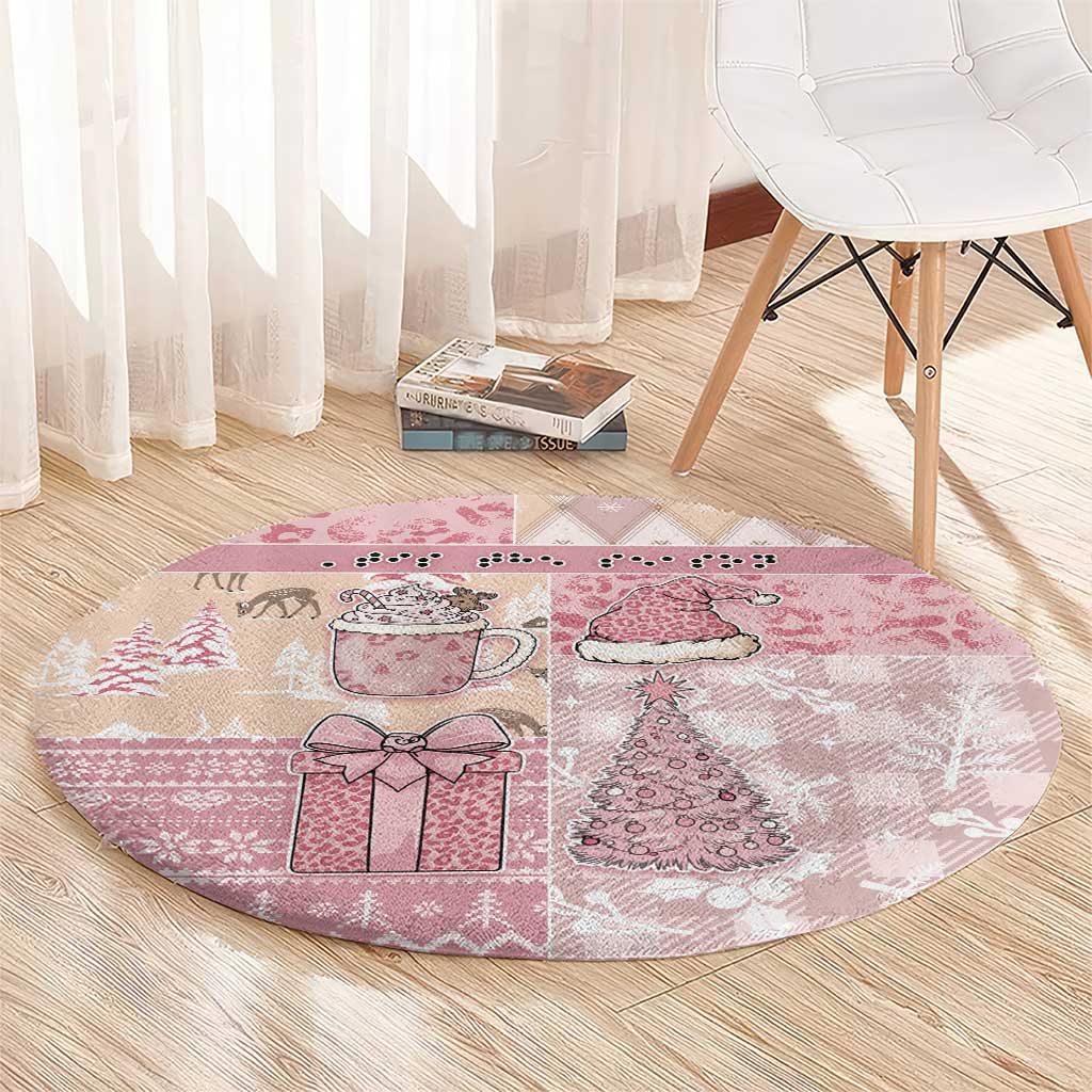 Braille Christmas Round Carpet Tis The Season Patchwork Style - Wonder Print Shop