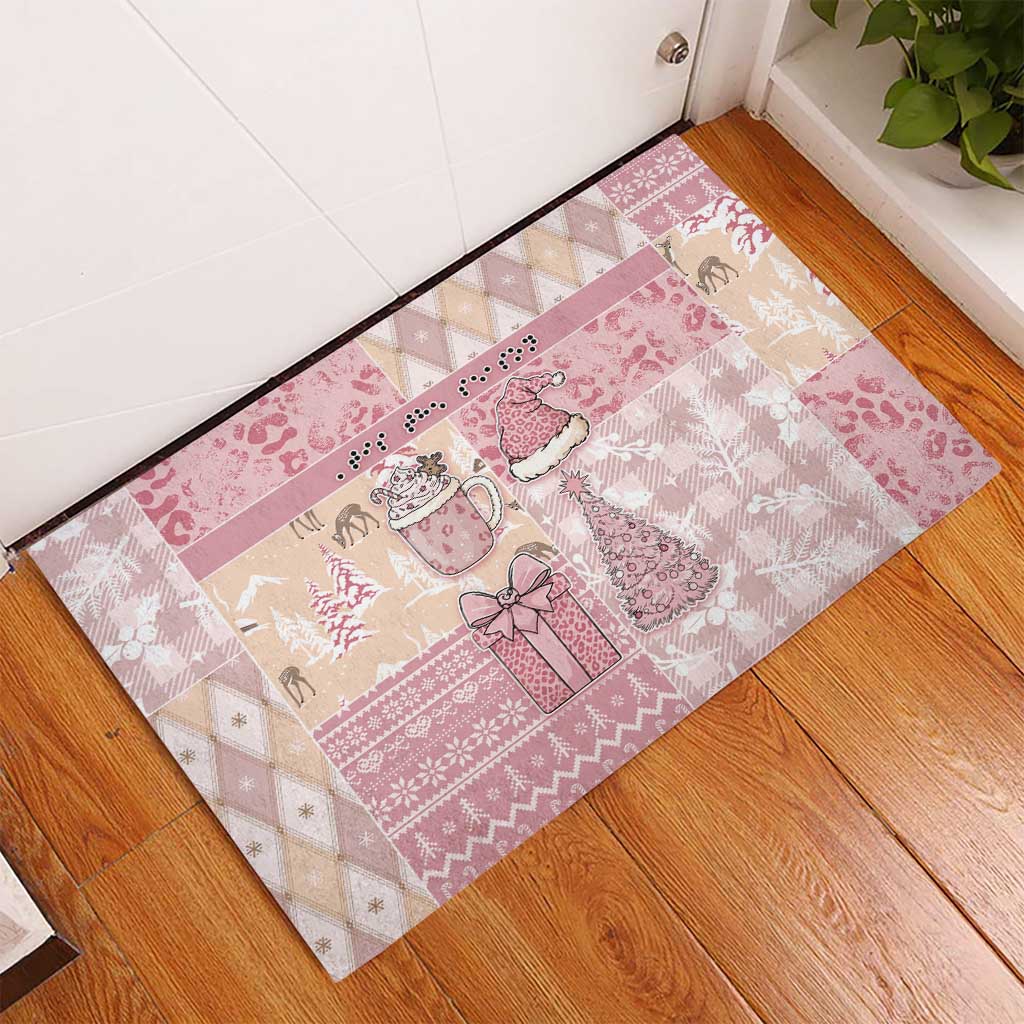 Braille Christmas Rubber Doormat Tis The Season Patchwork Style - Wonder Print Shop