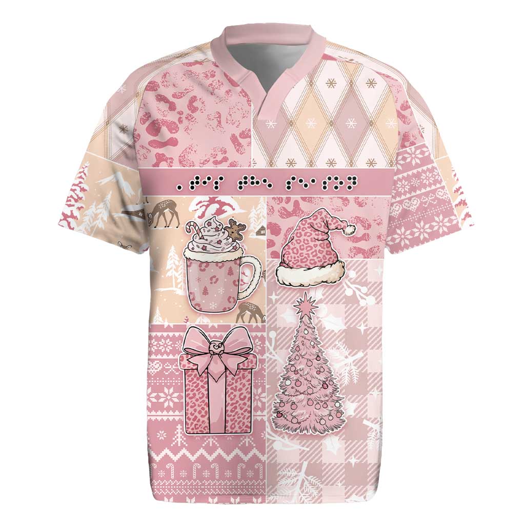Braille Christmas Rugby Jersey Tis The Season Patchwork Style - Wonder Print Shop