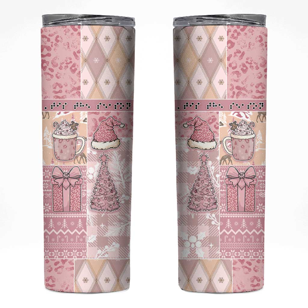 Braille Christmas Skinny Tumbler Tis The Season Patchwork Style - Wonder Print Shop