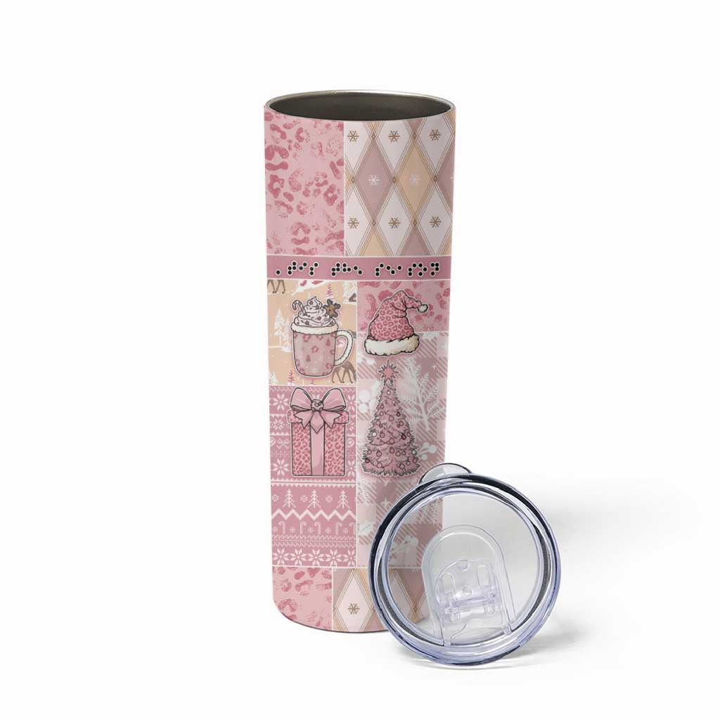 Braille Christmas Skinny Tumbler Tis The Season Patchwork Style - Wonder Print Shop